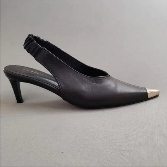 ANINE BING Nina Heels Metal Toe Cap Black Size 41/10.5 11 US - Picture 5 of 12